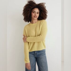 Madewell Ribbed Crewneck Cozy Coastal Light Weight Alpaca Citron Sweater Size Xs